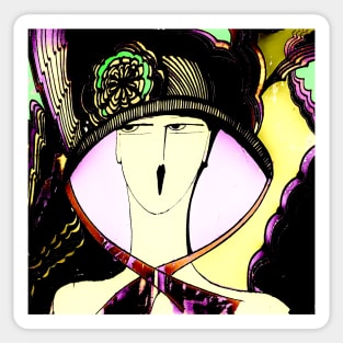 ART DECO SUMMER HAT Sticker